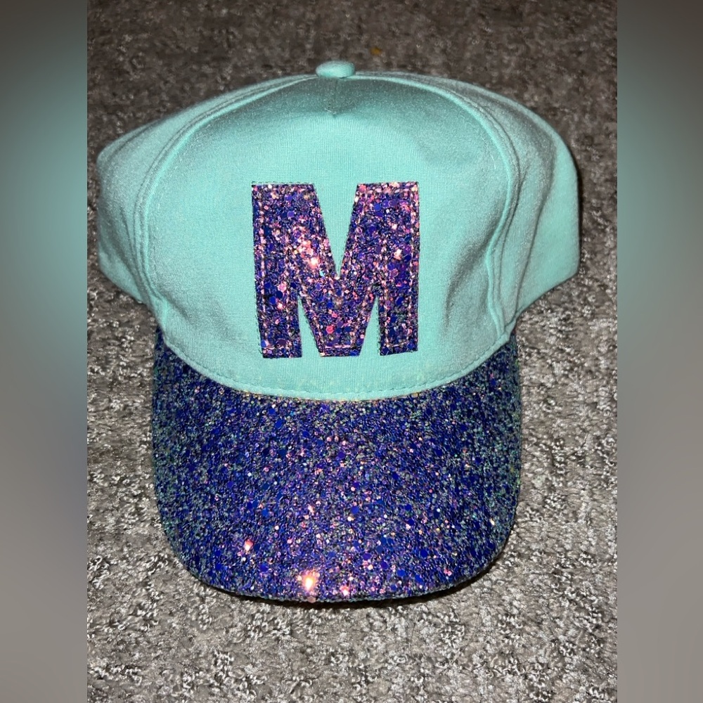 Justice Glitter Initial M Cap - Blue and Purple